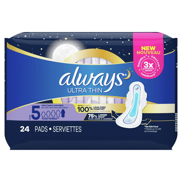 Always Ultra Thin Overnight Pads Size 5 24ct