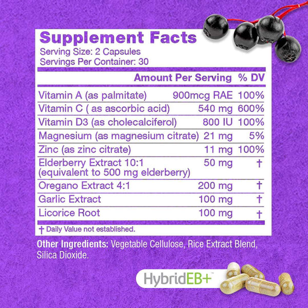 Hybrid EB + Elderberry Immune Support Vegetable Caspules 60ct