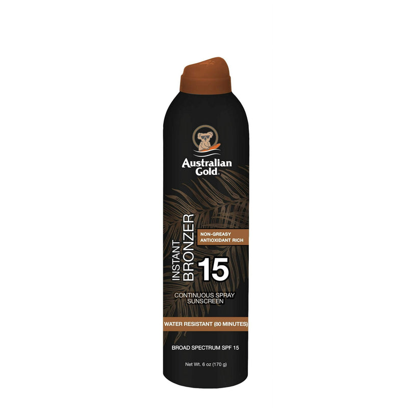 Bronceador instantáneo de oro australiano con protector solar SPF 15 spray