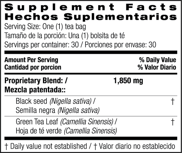 Bio Nutrition Black Seed Tea With Green Tea Bags 30 ct