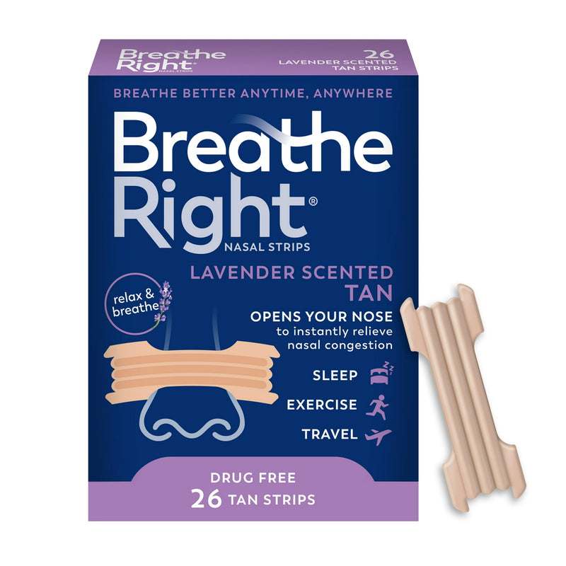 Breathe Right Nasal Strips Calming Lavender Extra Strength Tan 26ct