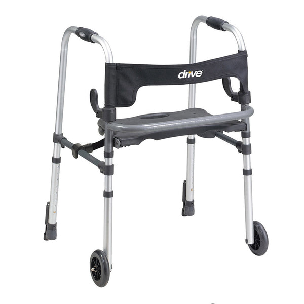 Drive Medical Clever Lite LS Walker Rollator with Seat and Push Down Brakes