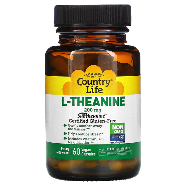 Country Life L-Theanine 200mg Vegan Capsules 60ct