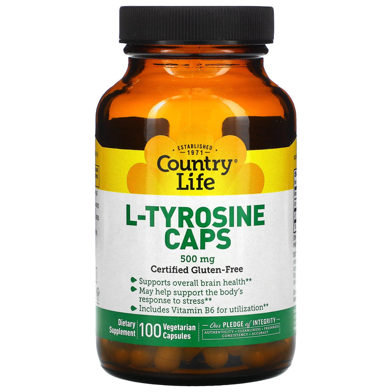Country Life L-Tyrosine 500mg Vegetable Capsules 100ct
