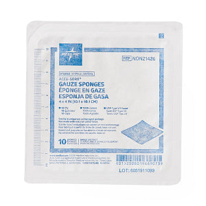 Medline Sterile 100% Cotton Woven Gauze Sponges 4" x 4" Tray 10ct NON21426