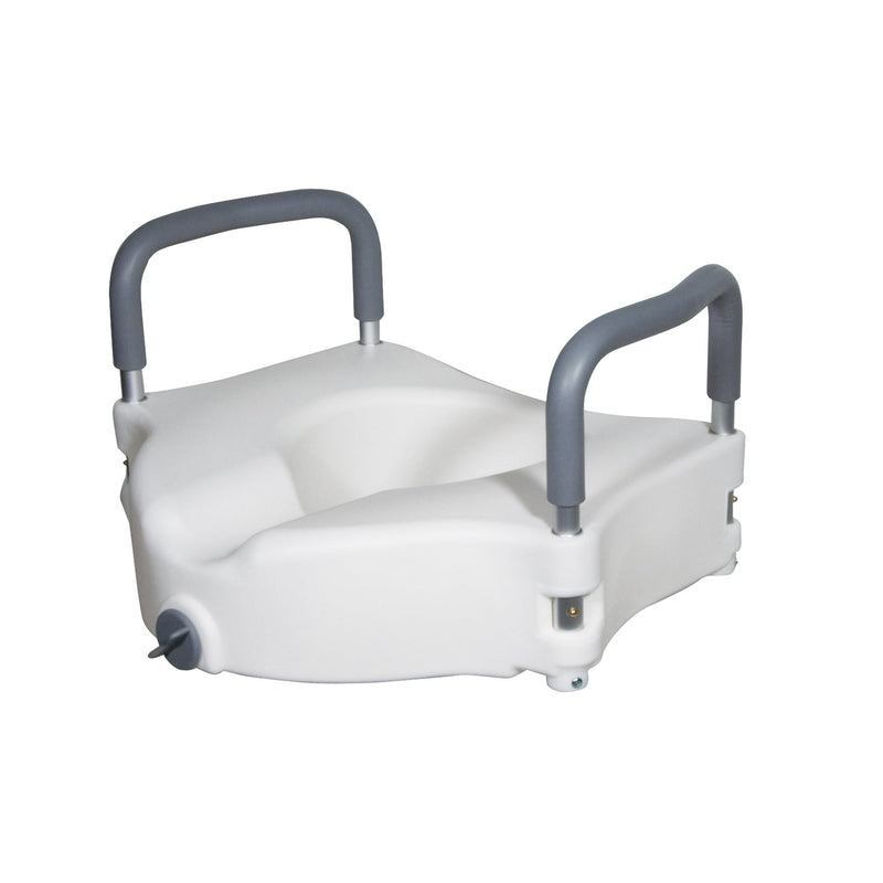 Drive Medical Elevated Raised Toilet Seat with Removable Padded Arms, Standard Seat