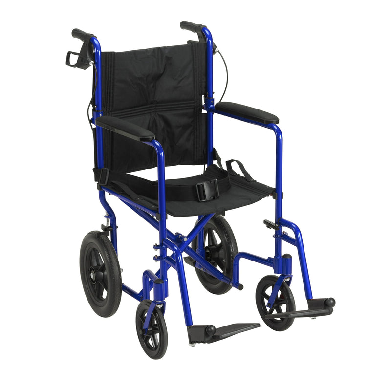 Drive Medical Lightweight Expedition Transport Wheelchair with Hand Brakes