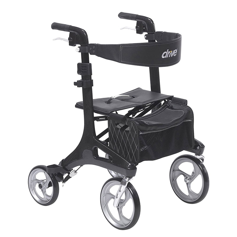 Drive Medical Nitro Elite CF Carbon Fiber Rollator Rolling Walker, Black