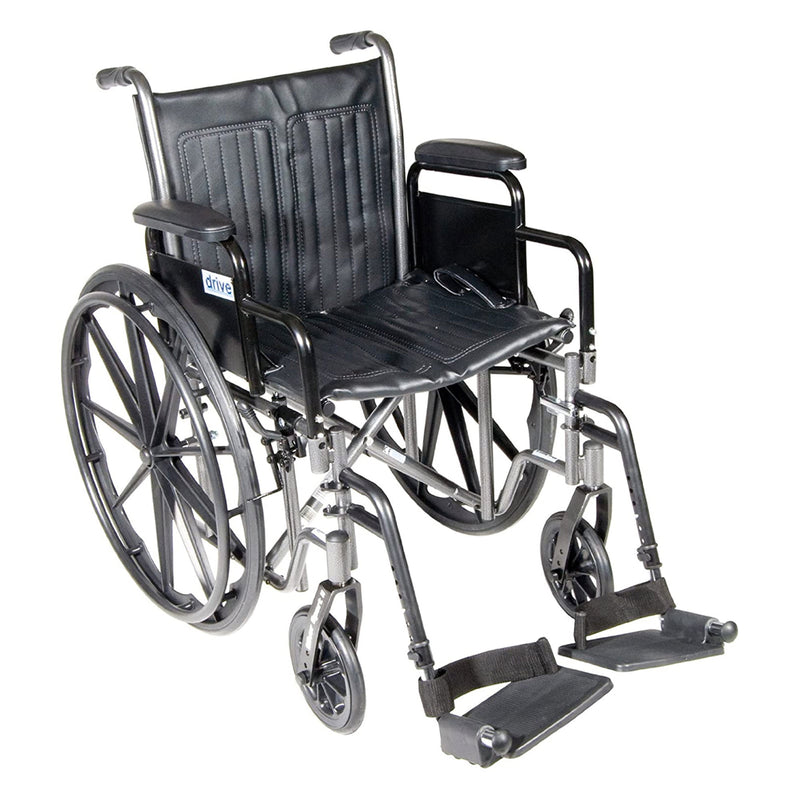 Drive Silver Sport 2 Wheelchair with 20" Wide Seat Removable Desk Length