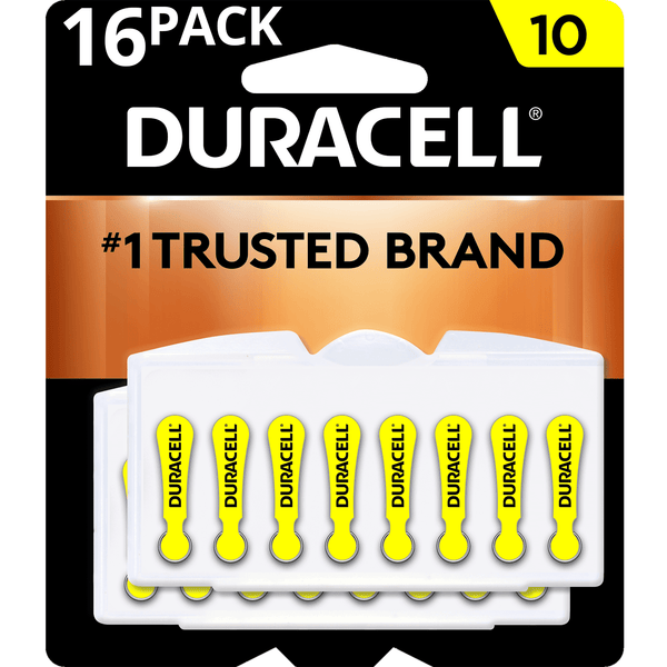 Duracell EasyTab Hearing Aid Battery Size 10 Yellow 16 Pack