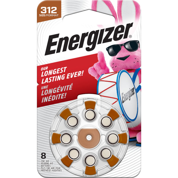 Energizer 312 Hearing Aid Batteries Brown 8ct