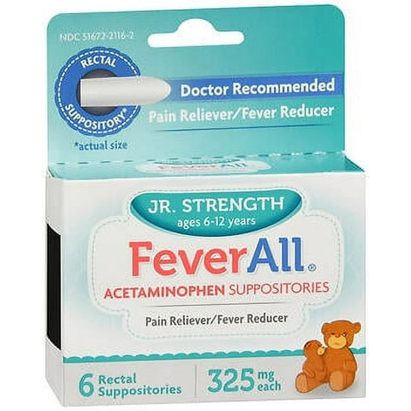 FeverAll Childrens 120 mg 6 Rectal Suppositories