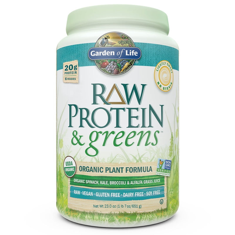 Garden of Life Raw Protein & Greens Powder Lightly Sweet 20g Protein 23oz