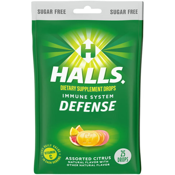 Halls Sugar Free Defense Drops Assorted Citrus 25ct