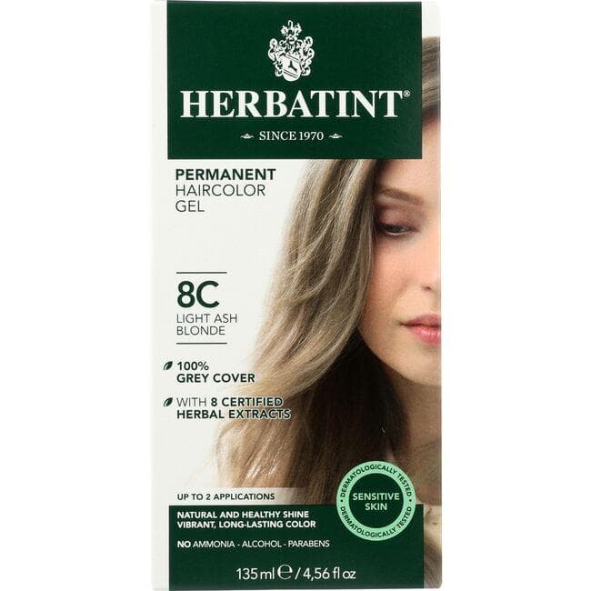 Herbatint cabello permanente color claro ceniza rubia 8c 4.5oz