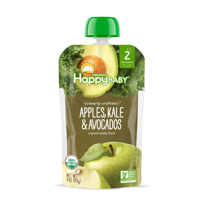 HappyBaby Clearly Crafted  Organic Apples, Kale & Avocados 4Oz