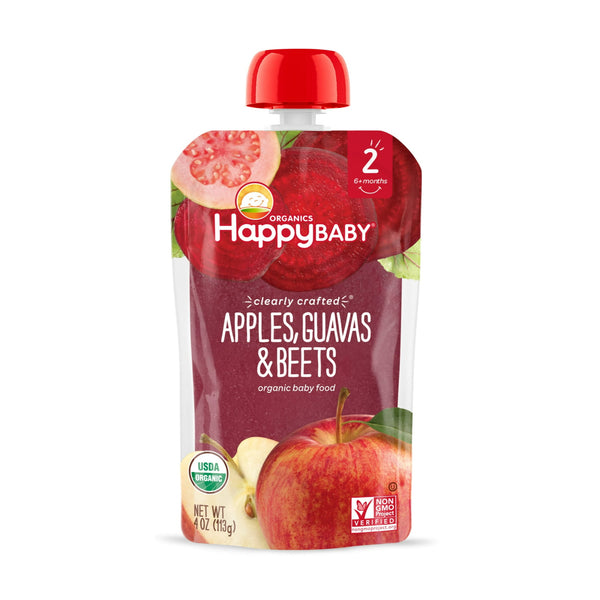 HappyBaby Clearly Crafted Organic Apples, Guavas & Beet 4Oz