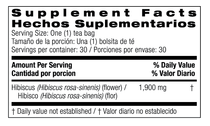Bio Nutrition Hibiscus Tea Bags 30 ct