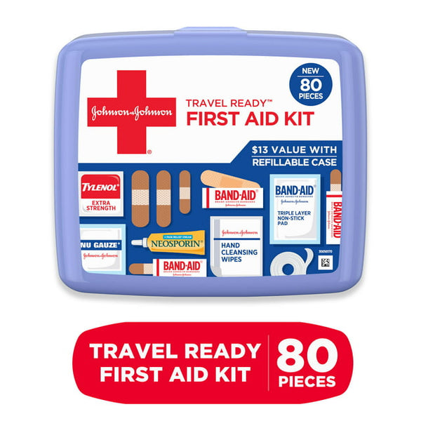 Johnson & Johnson Travel Ready Portable Emergency First Aid Kit 80 pcs