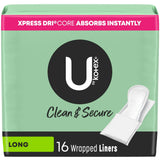 Kotex U Clean & Secure Wrapped Panty Liners Light Long 16ct