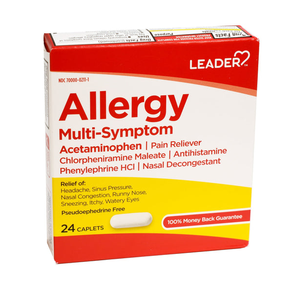 Leader Allergy Multi-Symptom Caplets 24ct