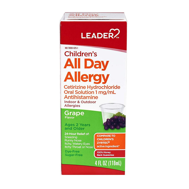 Leader Children's All Day Allergy Liquid Grape 4oz