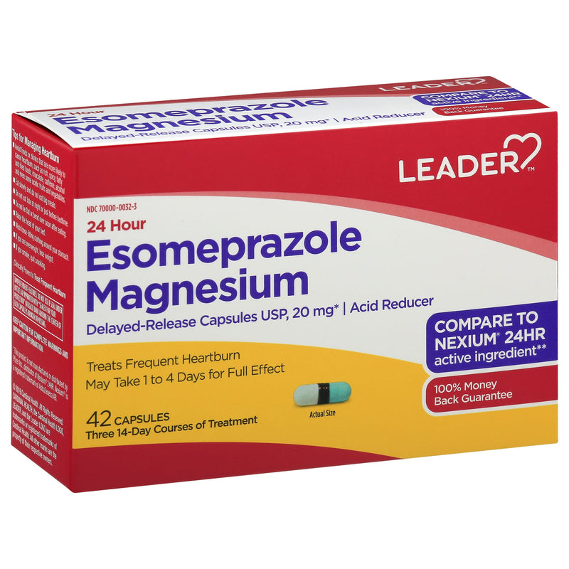 Leader Esomeprazole Magnesium 20mg Capsules 42ct