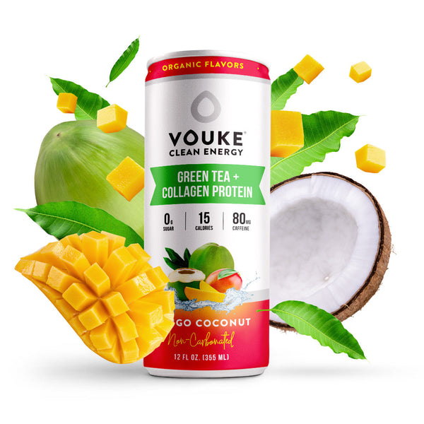 Vouke Clean Energy Green Tea + Collagen Protein Mango Coconut 12oz