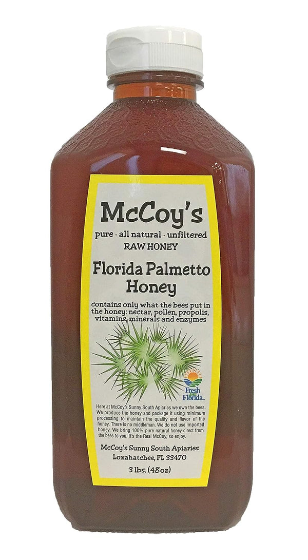 Miel cruda - puro todo natural sin filtro y sin pasteurizado - miel de miel de McCoy Florida Palmetto Honey