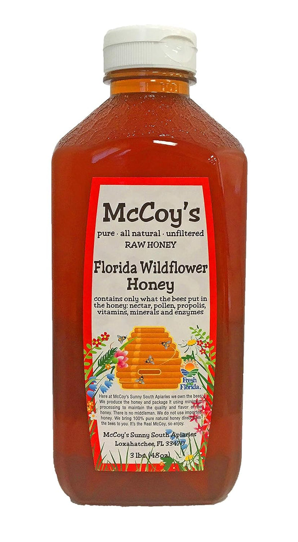 Miel cruda - puro todo natural sin filtro y sin pasteurizado - miel de miel de miel de miel de McCoy Florida Honey