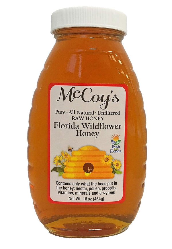 Miel cruda - puro todo natural sin filtro y sin pasteurizado - miel de miel de miel de miel de McCoy Florida Honey