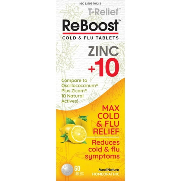 T-Relief Reboost Zinc+10 Max Cold & Flu Tablets 60ct