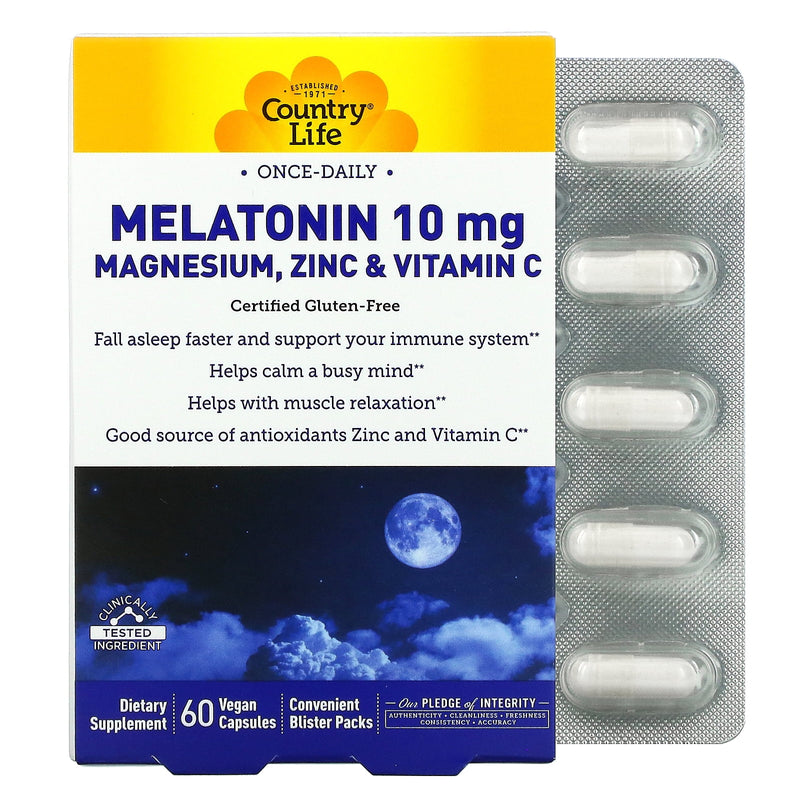 Vida en el campo melatonina 10mg cápsulas de vegetales 60ct