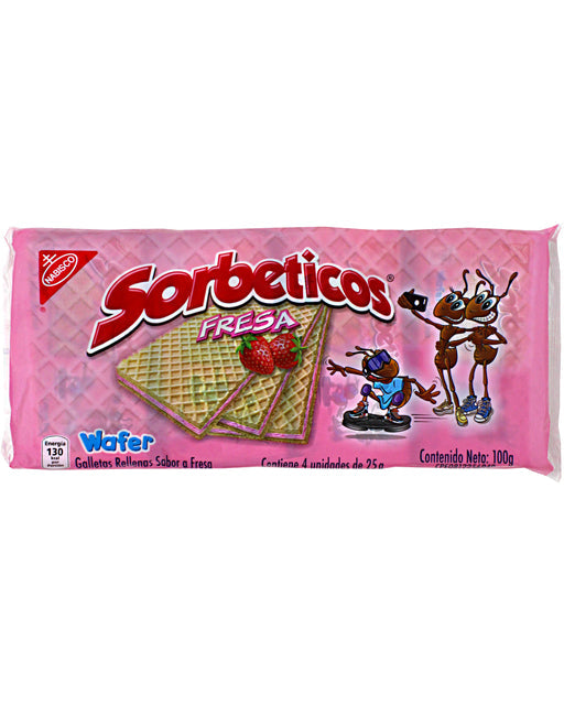 Nabisco Sorbeticos Strawberry Wafer 25G individualy empacado 4 ct