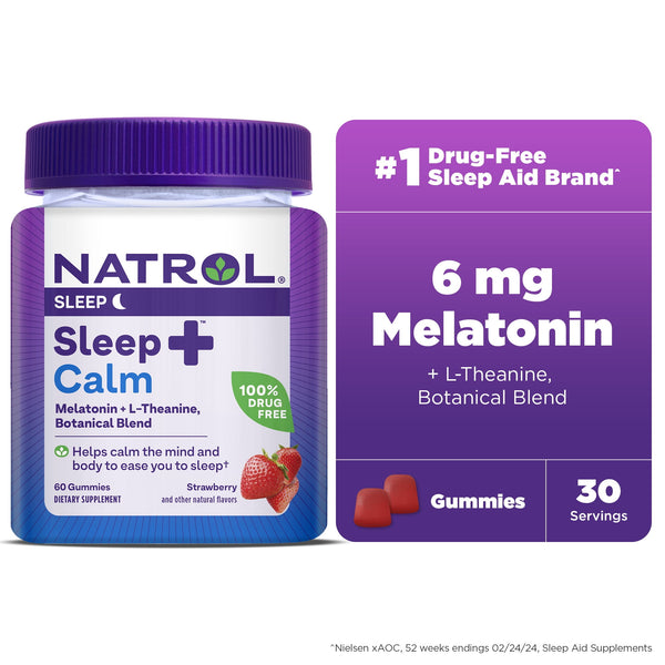 Natrol Sleep + Calm Melatonin 60 Gummies Strawberry