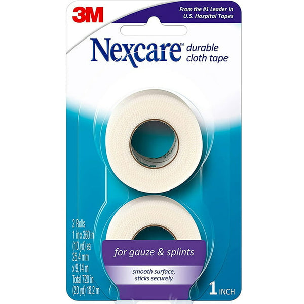 3M Nexcare Durable Cloth Tape 2 Rolls 1inch x 10yd