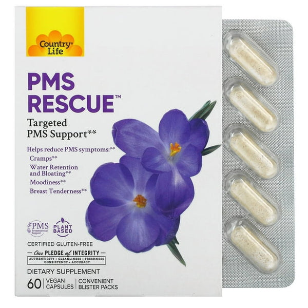 Country Life PMS Rescue Vegetable Capsules 60ct