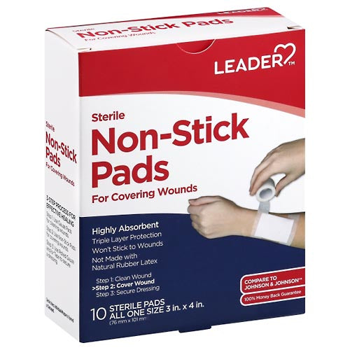 Leader Sterile Non Stick Pads 3" x 4" 10ct