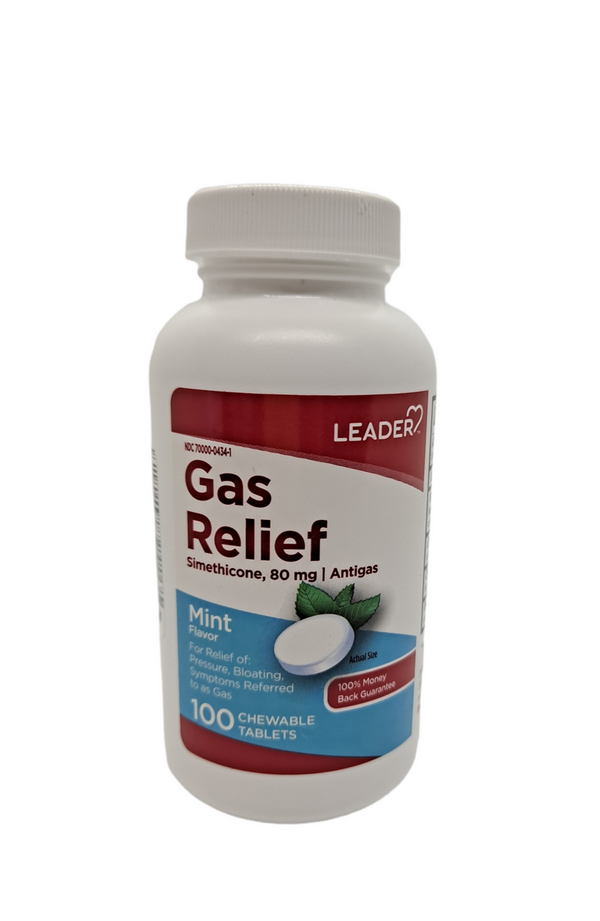 Leader Gas Relief Chewable 100 Tablets 80Mg