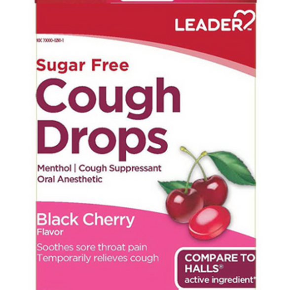 Leader Cough Drops Black Cherry Sugar Free 30ct