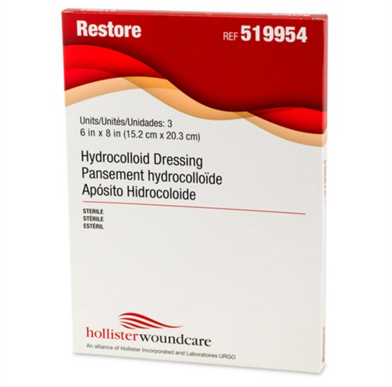 Apósito hidrocoloide Hollister Restore ™ 4 x 4 en 5ct 519953