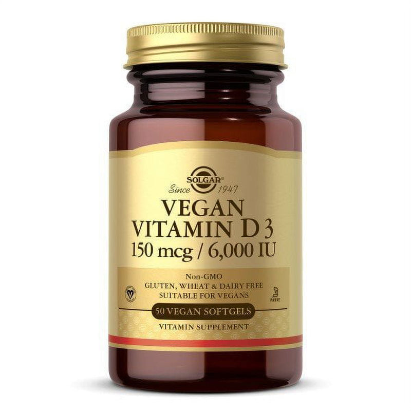 Solgar Vegan Vitamin D3 150mcg 6000Iu Softgels 50ct