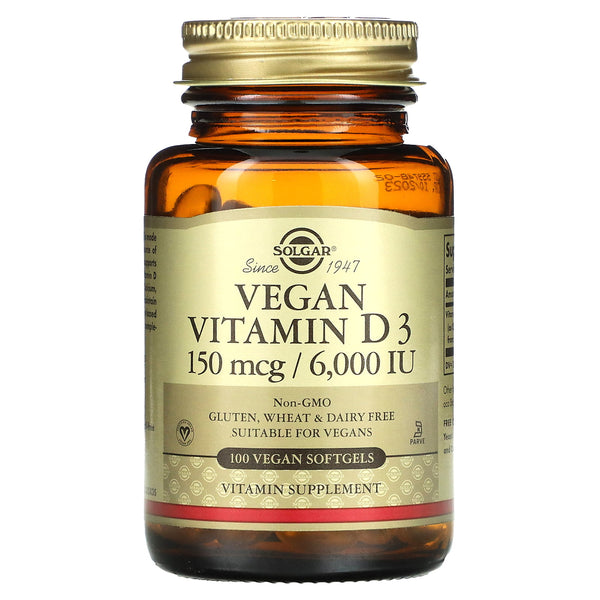 Solgar Vegan Vitamin D3 150mcg 6000Iu Softgels 100ct