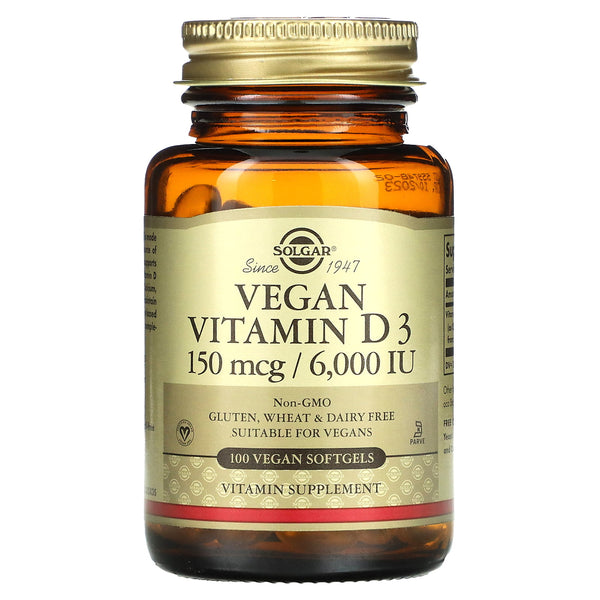 Solgar vitamina vegana D3 150mcg 6000iu Softgels 100ct