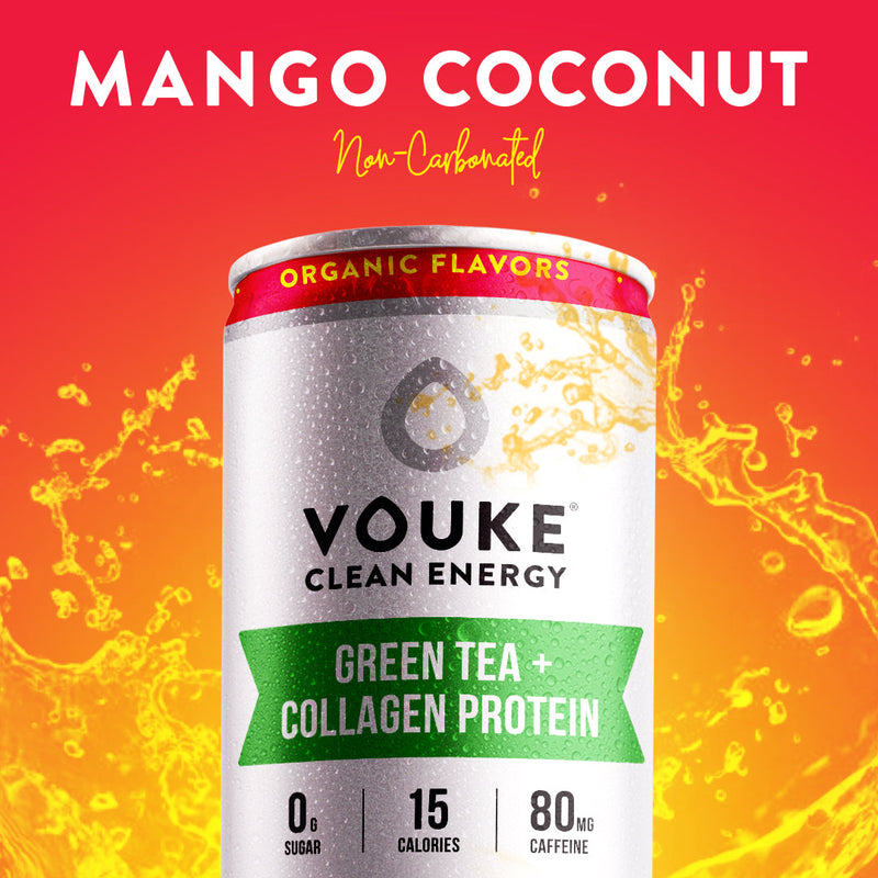 Vouke Clean Energy Green Tea + Collagen Protein Mango Coconut 12oz