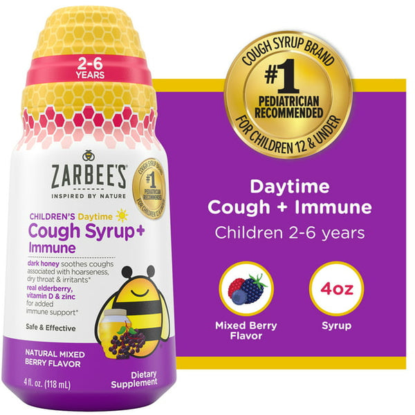 Zarbee's CHildren's Daytime Cough Syrup + Immune 4Oz