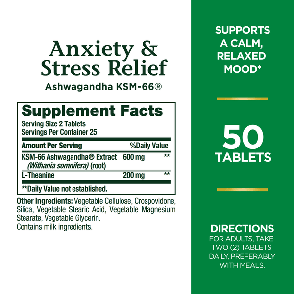 Nature's Bounty Anxiety & Stress Relief Tablets 50ct