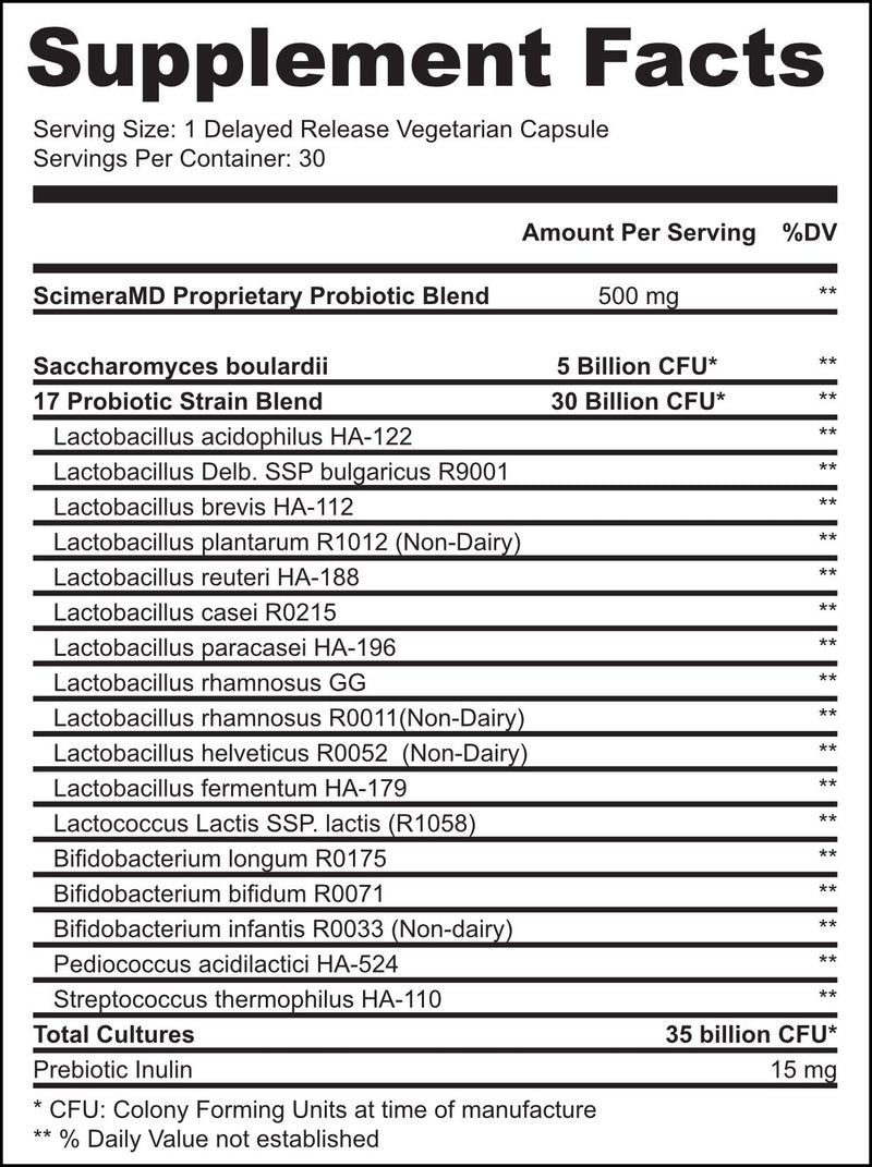 ScimeraMD® Asprega Probiotic + Prebiotic Supplement for Digestive Health and Immune System Support, 35 Billion CFUs