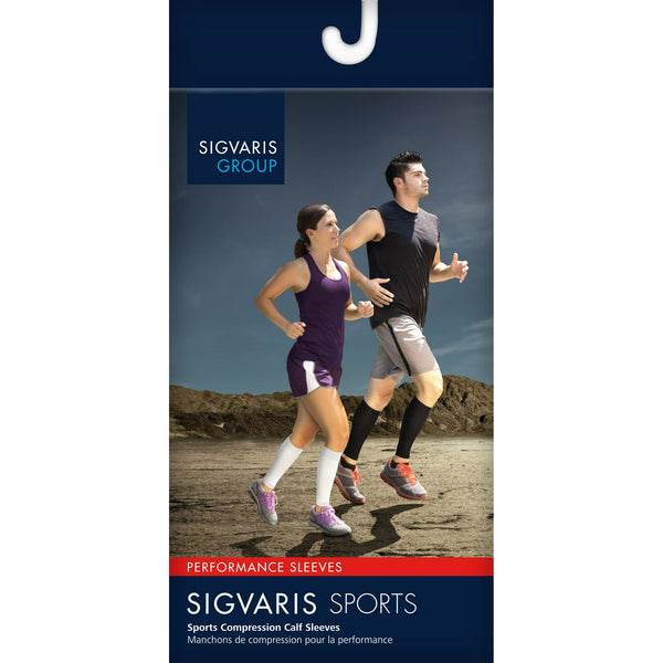 Sigvaris Well Being 412V Athletic Performance 20-30 Compression Leg Sleeves White LL