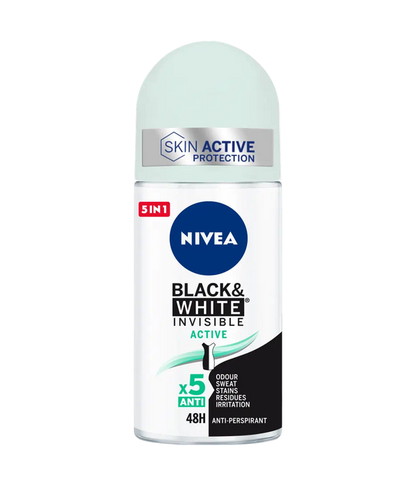 Nivea Roll On Invisible Black & White Active Deodorant 50Ml